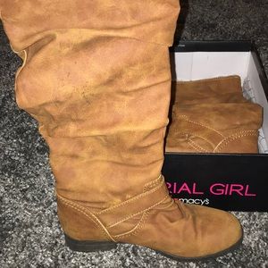 Brown leather boots